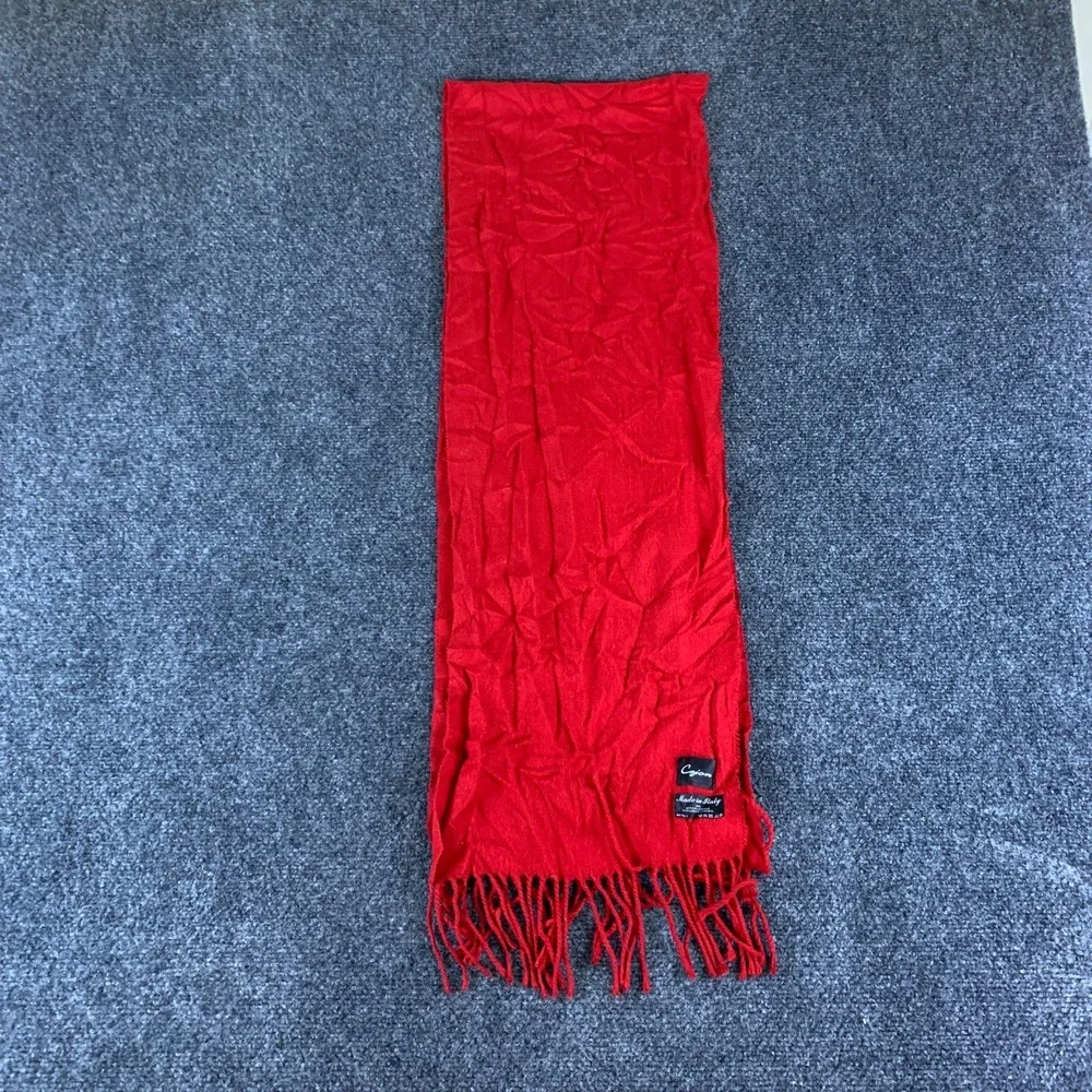 Cejon Scarf Women One Size Red Good Tasseled Fringe Rectangular Knit Italy